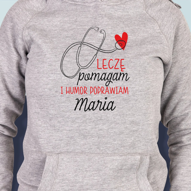 Imię i Podpis: Leczę Pomagam - Bluza Damska z Kapturem