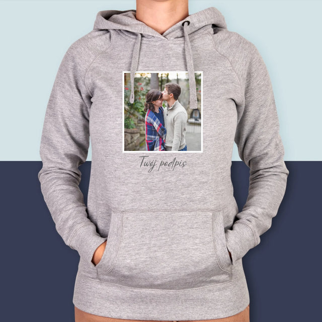 Zdjęcie i Podpis: Twoje Zdjęcie i Podpis - Bluza Damska z Kapturem