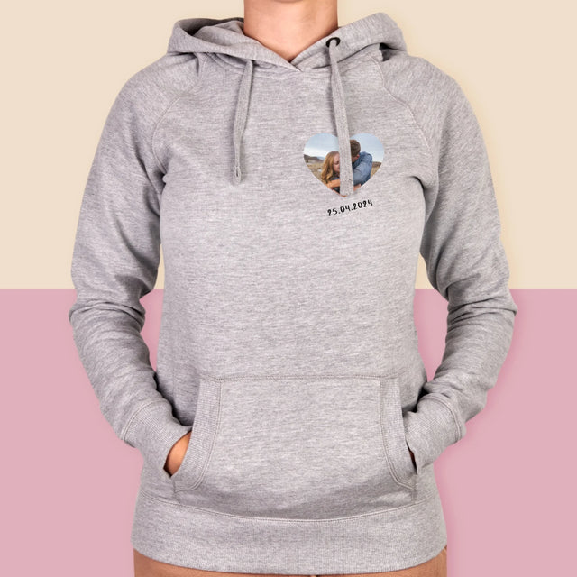 Zdjęcie i Podpis: Zdjęcie w Sercu - Bluza Damska z Kapturem