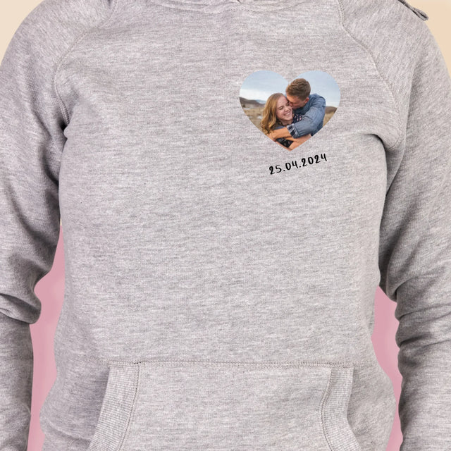 Zdjęcie i Podpis: Zdjęcie w Sercu - Bluza Damska z Kapturem