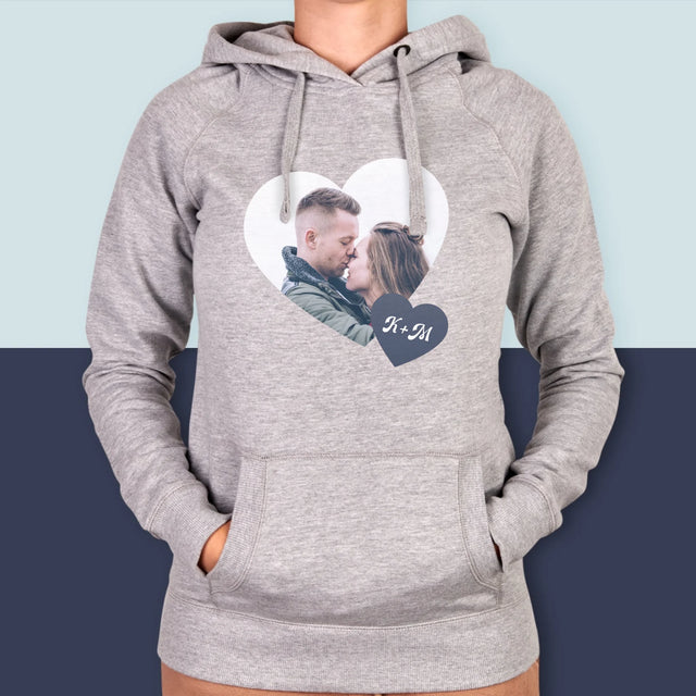 Fotokolaż: Inicjały Serce - Bluza Damska z Kapturem