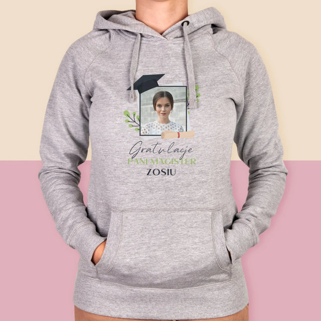 Zdjęcie i Podpis: Gratulacje Magister - Bluza Damska z Kapturem