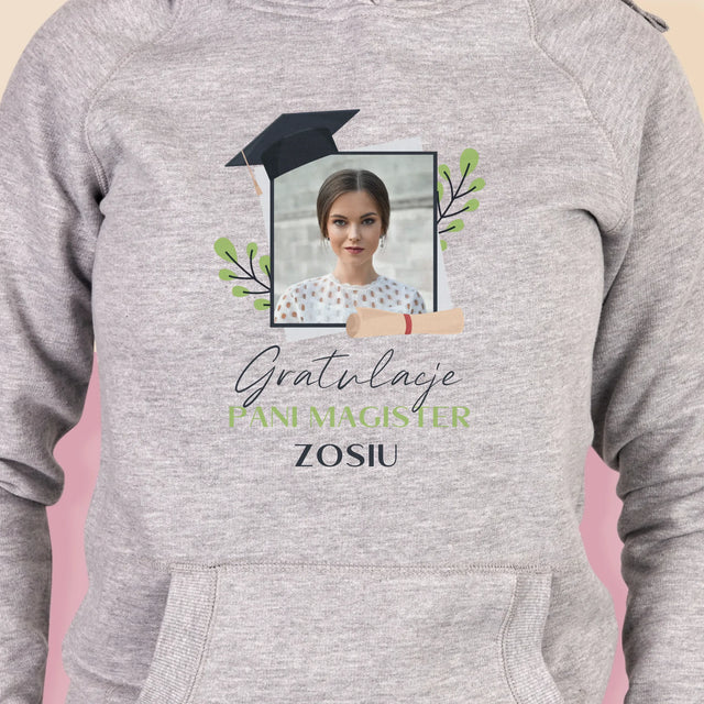 Zdjęcie i Podpis: Gratulacje Magister - Bluza Damska z Kapturem