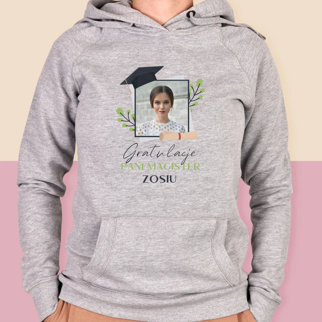 Zdjęcie i Podpis: Gratulacje Magister - Bluza Damska z Kapturem