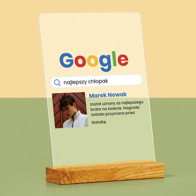 Zdjęcie I Podpis: Najlepszy Chłopak Wynik Google - Wydruk Na Szkle Akrylowym