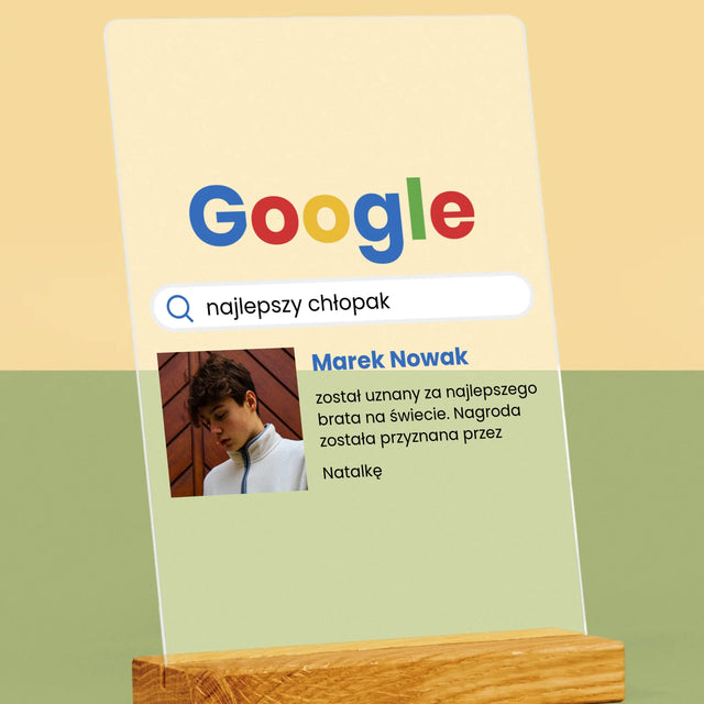 Zdjęcie I Podpis: Najlepszy Chłopak Wynik Google - Wydruk Na Szkle Akrylowym