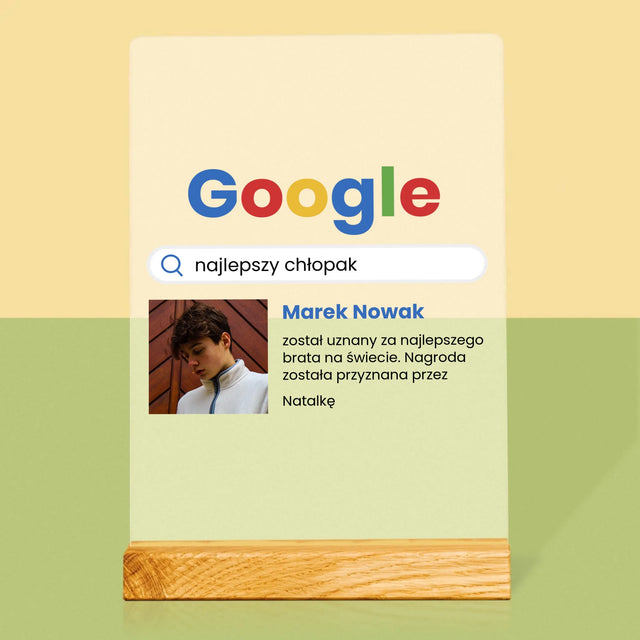 Zdjęcie I Podpis: Najlepszy Chłopak Wynik Google - Wydruk Na Szkle Akrylowym