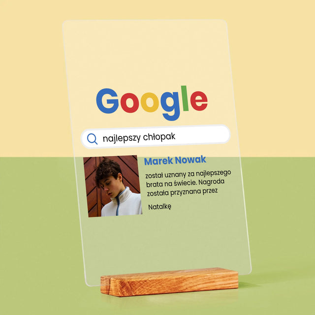 Zdjęcie I Podpis: Najlepszy Chłopak Wynik Google - Wydruk Na Szkle Akrylowym