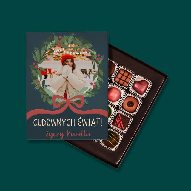 Zdjęcie I Podpis: Cudownych Świąt - Personalizowane Praliny