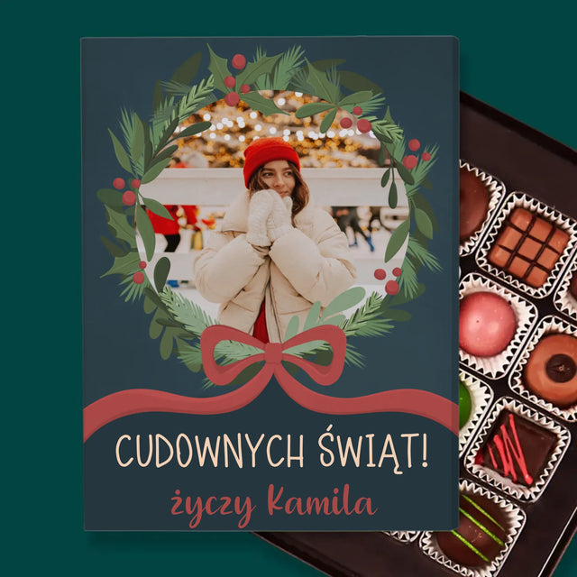 Zdjęcie I Podpis: Cudownych Świąt - Personalizowane Praliny