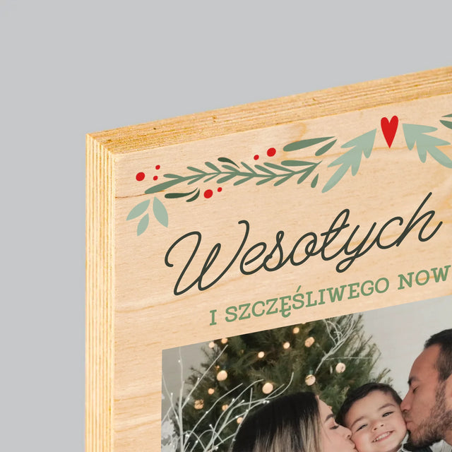 Zdjęcie I Podpis: Wesołych Świąt Elegant - Wydruk Na Drewnie