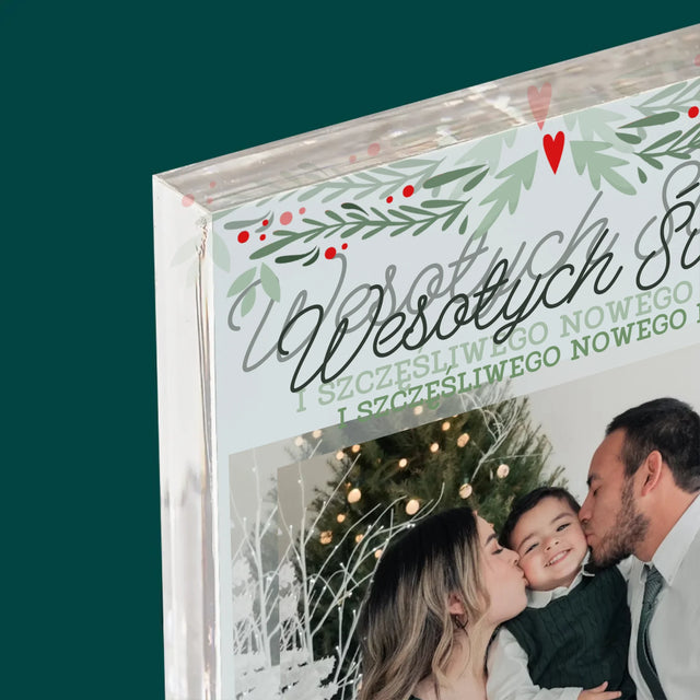 Zdjęcie I Podpis: Wesołych Świąt Elegant - Blok Akrylowy z Nadrukiem