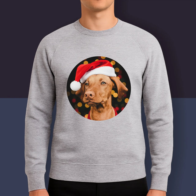 Zdjęcie I Podpis: Świąteczny Piesek - Bluza Męska Bez Kaptura