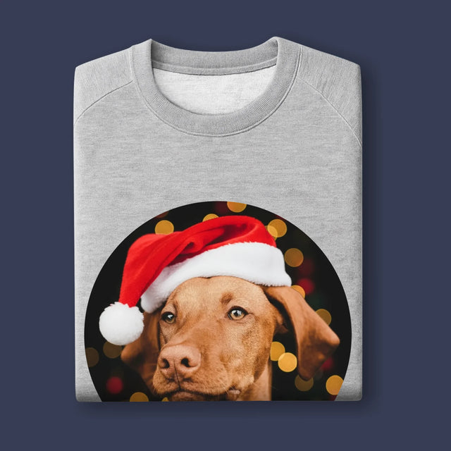 Zdjęcie I Podpis: Świąteczny Piesek - Bluza Męska Bez Kaptura
