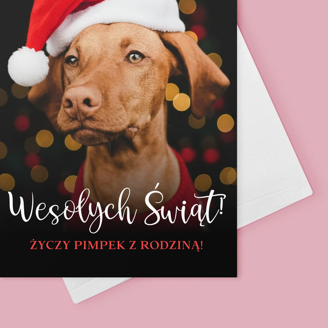 Zdjęcie I Podpis: Świąteczny Piesek - Kartka Z Życzeniami