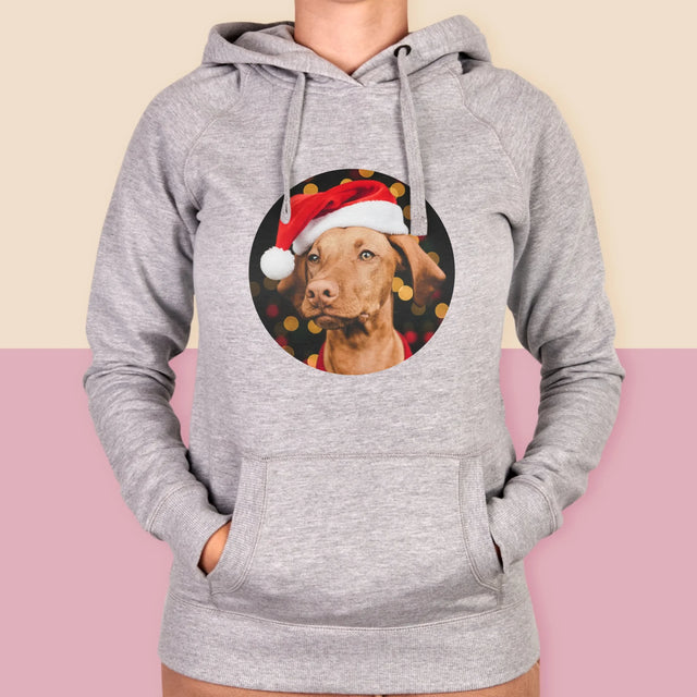 Zdjęcie I Podpis: Świąteczny Piesek - Bluza Damska Z Kapturem