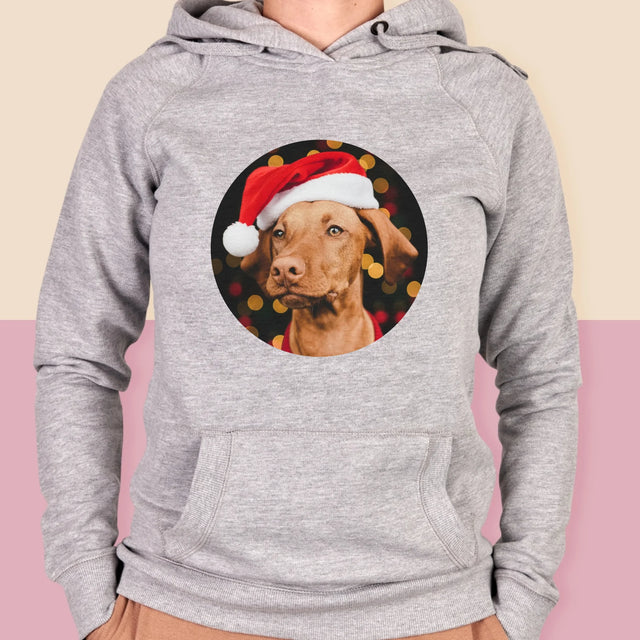 Zdjęcie I Podpis: Świąteczny Piesek - Bluza Damska Z Kapturem