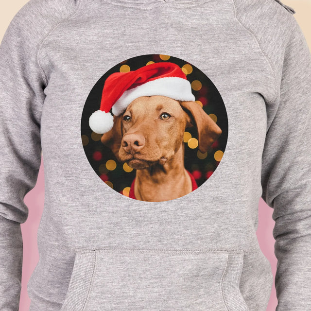 Zdjęcie I Podpis: Świąteczny Piesek - Bluza Damska Z Kapturem