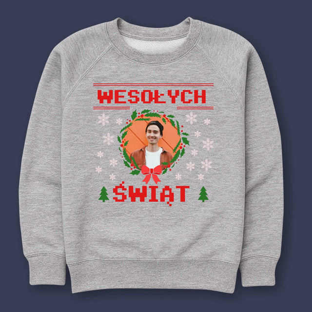 Zdjęcie I Podpis: Świąteczny Sweter - Bluza Męska Bez Kaptura