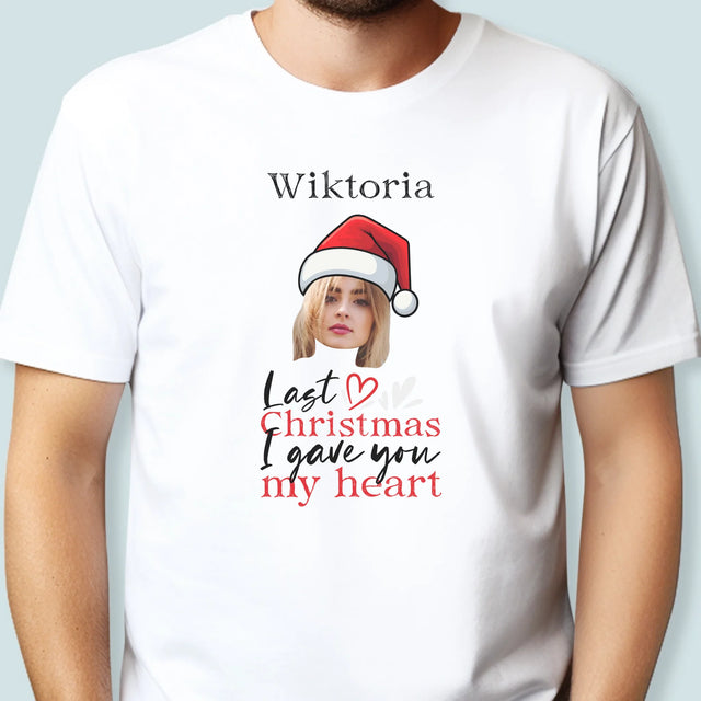 Zdjęcie I Podpis: Last Christmas I Gave You My Heart - Koszulka Męska z Nadrukiem