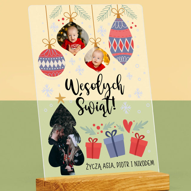 Fotokolaż: Choinka I Bombki - Wydruk Na Szkle Akrylowym