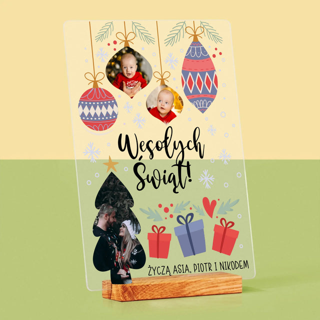 Fotokolaż: Choinka I Bombki - Wydruk Na Szkle Akrylowym