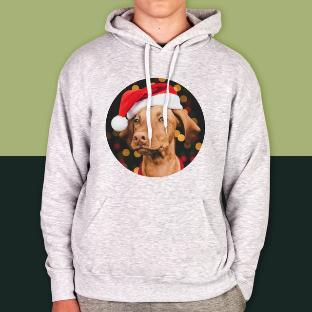 Zdjęcie I Podpis: Świąteczny Piesek - Bluza Męska Z Kapturem