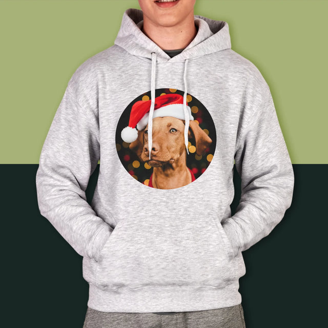 Zdjęcie I Podpis: Świąteczny Piesek - Bluza Męska Z Kapturem