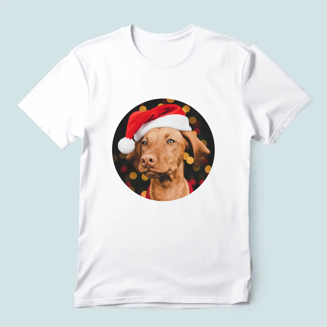 Zdjęcie I Podpis: Świąteczny Piesek - Koszulka Męska z Nadrukiem