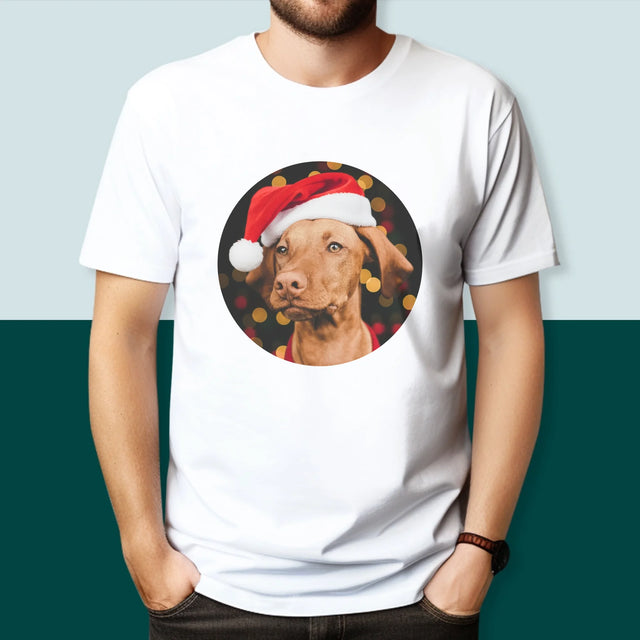 Zdjęcie I Podpis: Świąteczny Piesek - Koszulka Męska z Nadrukiem