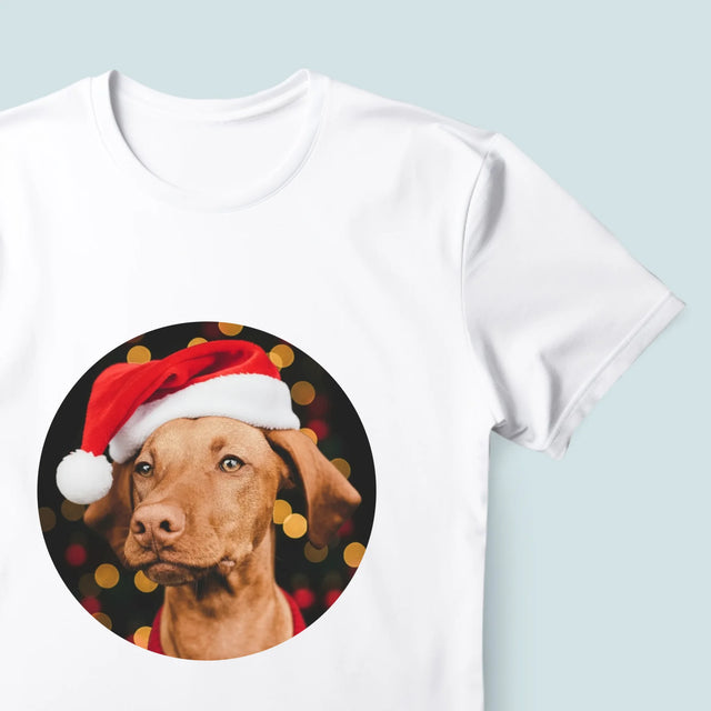 Zdjęcie I Podpis: Świąteczny Piesek - Koszulka Męska z Nadrukiem