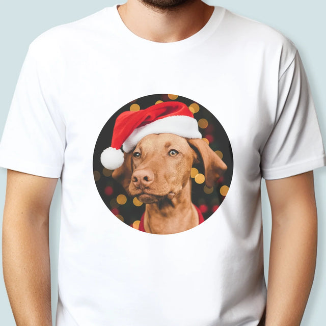 Zdjęcie I Podpis: Świąteczny Piesek - Koszulka Męska z Nadrukiem