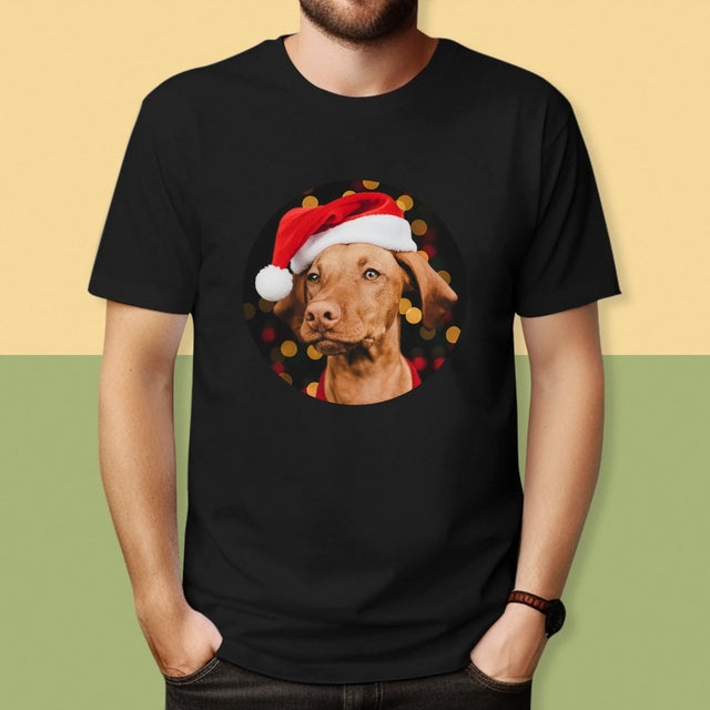 Zdjęcie I Podpis: Świąteczny Piesek - Koszulka Męska z Nadrukiem