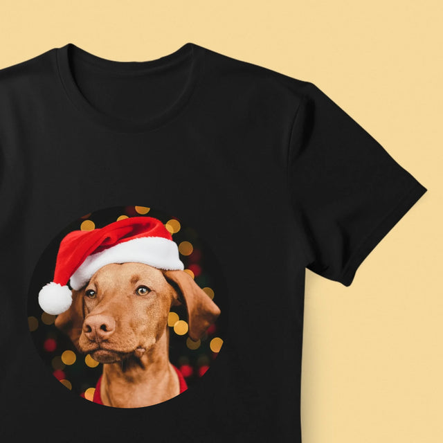 Zdjęcie I Podpis: Świąteczny Piesek - Koszulka Męska z Nadrukiem