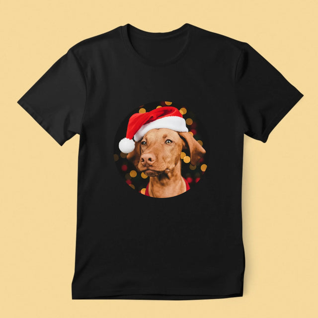Zdjęcie I Podpis: Świąteczny Piesek - Koszulka Męska z Nadrukiem