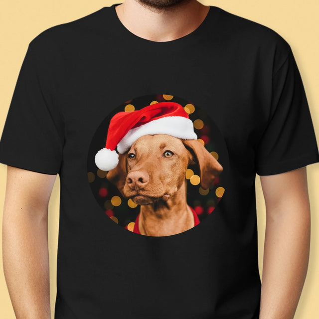 Zdjęcie I Podpis: Świąteczny Piesek - Koszulka Męska z Nadrukiem