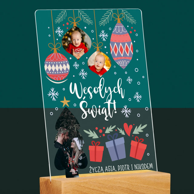 Fotokolaż: Choinka I Bombki - Wydruk Na Szkle Akrylowym