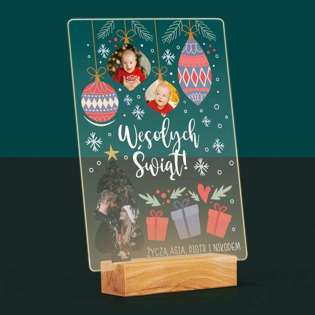 Fotokolaż: Choinka I Bombki - Wydruk Na Szkle Akrylowym