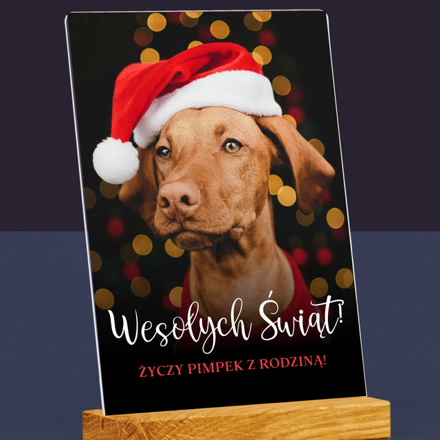 Zdjęcie I Podpis: Świąteczny Piesek - Wydruk Na Szkle Akrylowym