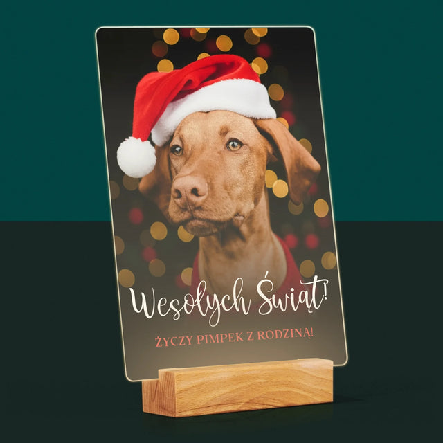 Zdjęcie I Podpis: Świąteczny Piesek - Wydruk Na Szkle Akrylowym