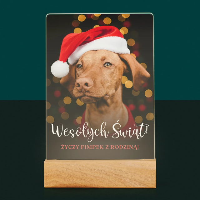 Zdjęcie I Podpis: Świąteczny Piesek - Wydruk Na Szkle Akrylowym
