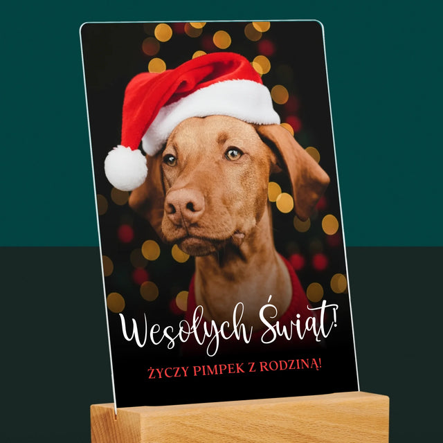 Zdjęcie I Podpis: Świąteczny Piesek - Wydruk Na Szkle Akrylowym