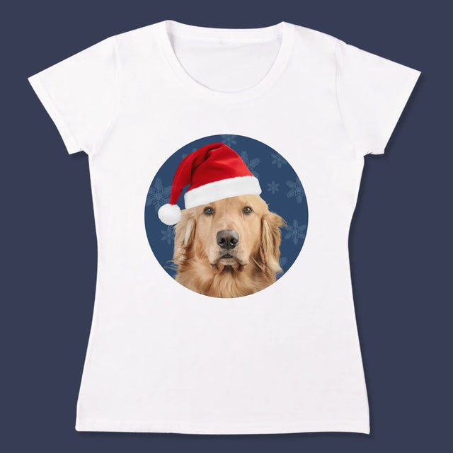 Zdjęcie I Podpis: Twój Pies Świąteczny - Koszulka Damska z Nadrukiem