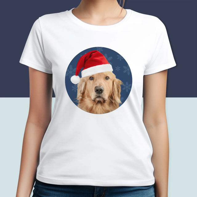 Zdjęcie I Podpis: Twój Pies Świąteczny - Koszulka Damska z Nadrukiem
