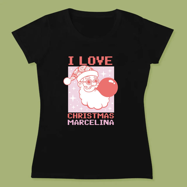 Imię I Podpis: I Love Christmas - Koszulka Damska z Nadrukiem