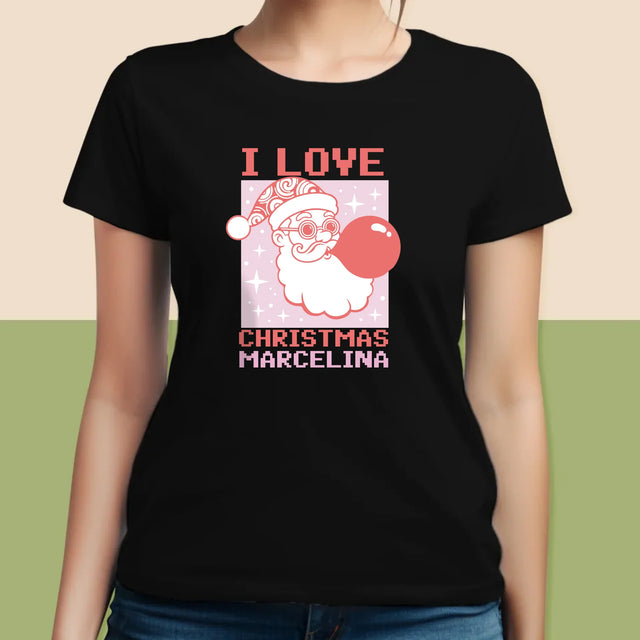 Imię I Podpis: I Love Christmas - Koszulka Damska z Nadrukiem