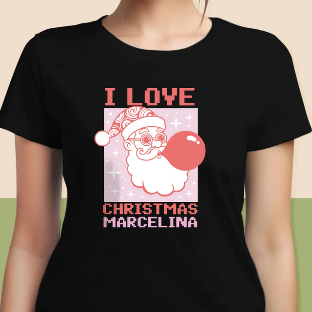 Imię I Podpis: I Love Christmas - Koszulka Damska z Nadrukiem