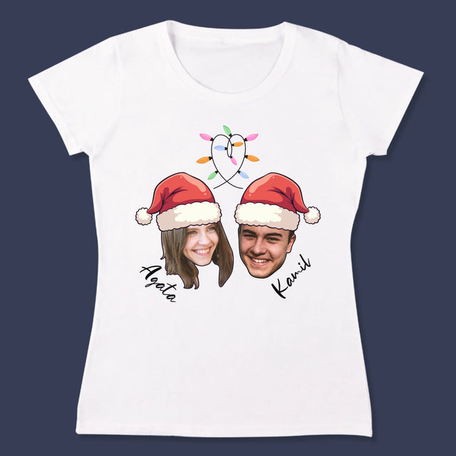 Twoja Postać: Świąteczne Głowy - Koszulka Damska z Nadrukiem