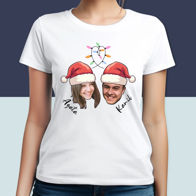 Twoja Postać: Świąteczne Głowy - Koszulka Damska z Nadrukiem