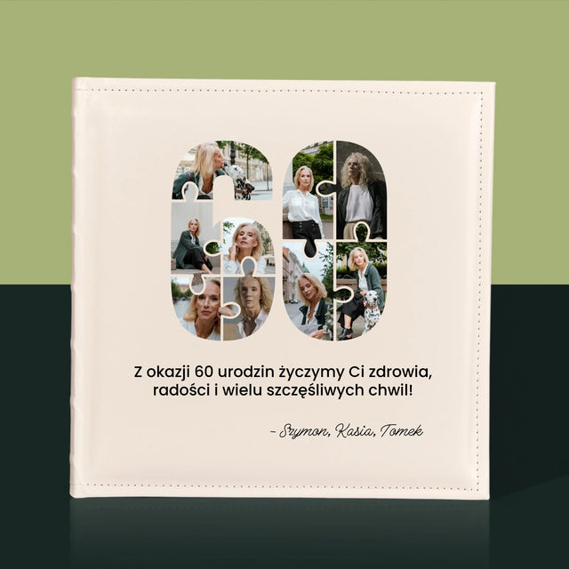Kształt Ze Zdjęć: 60 Urodziny Puzzle - Album Na Zdjęcia